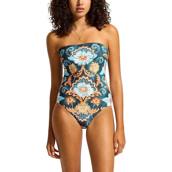 Seafolly Spring Festival Bandeau One Piece NWT US SIZE 6 - Picture 1 of 2